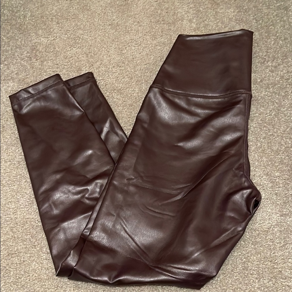 Brown Faux Leather Leggings